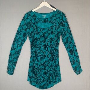 Lane Bryant Teal and Black Mini Dress Size 14/16 Snakeskin Print